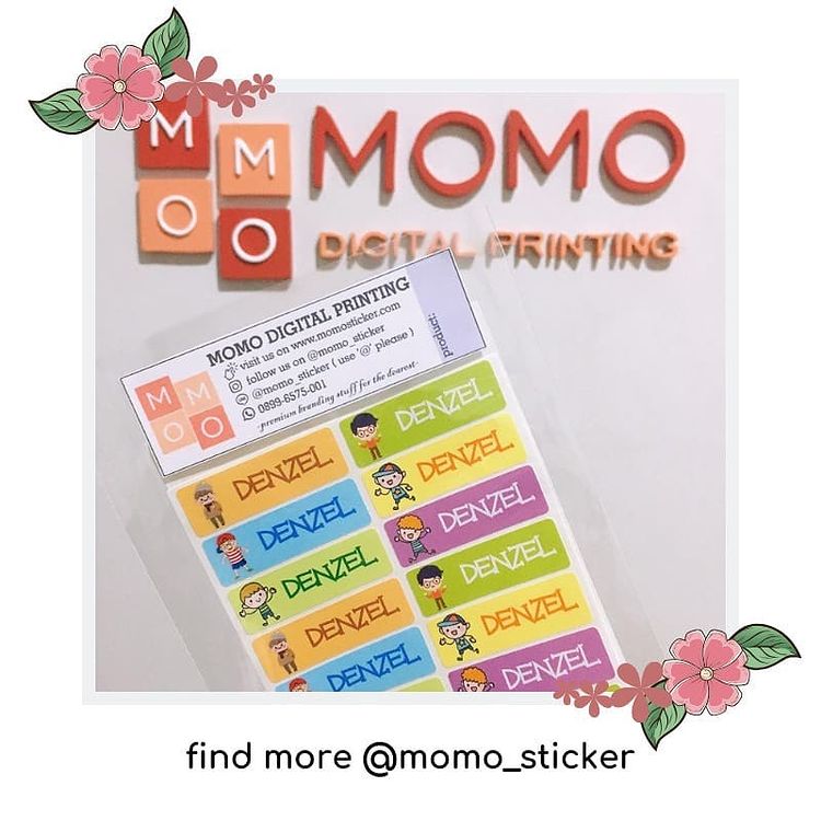 print label nama kartun anak momo_sticker
